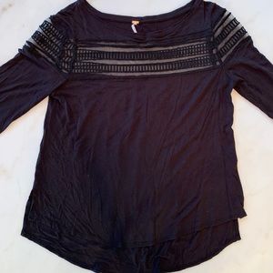 Women’s Free People Black Long Sleeve Mesh Shirt